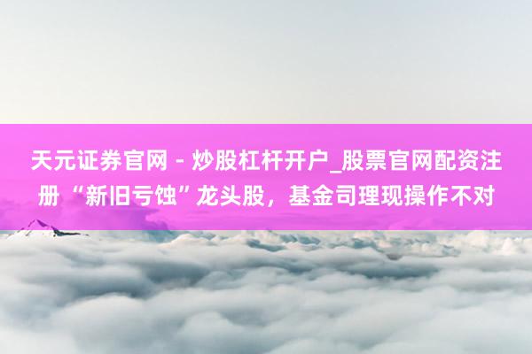 天元证券官网 - 炒股杠杆开户_股票官网配资注册 “新旧亏蚀”龙头股，基金司理现操作不对